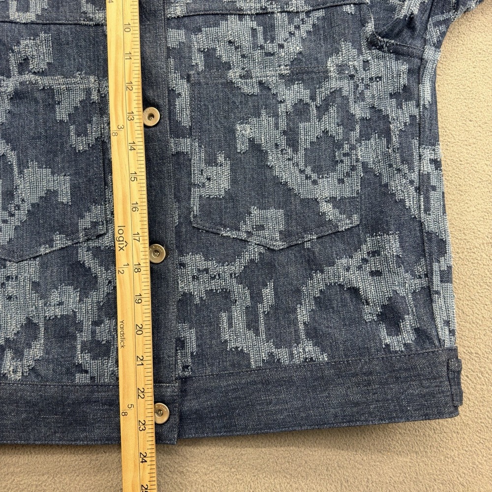 Rag & Bone Concord Indigo Mosaic Floral Contrast Button Denim Jean Jacket Size S - Picture 9 of 13